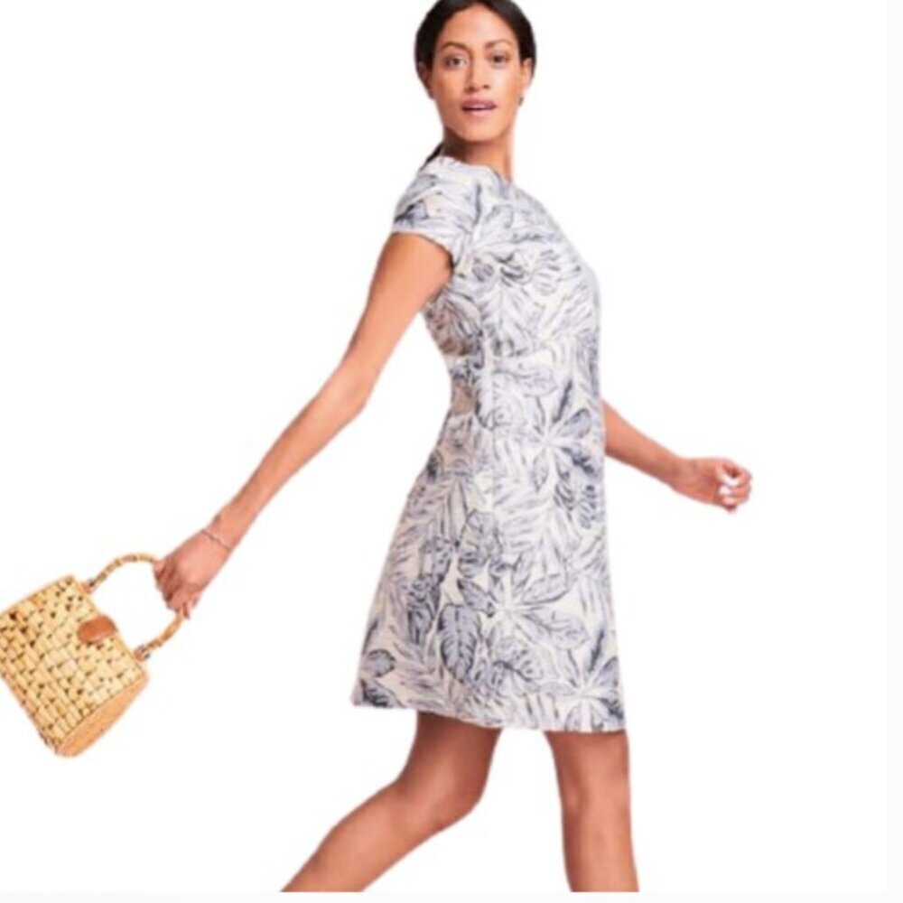 NWT J. McLaughlin Francine Swing Dress Indigo Leaflet Coastal